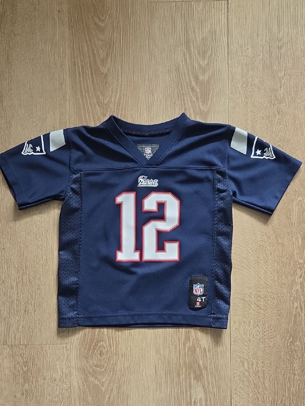 NFL Navy Kids Football Jersey with White & Red #12